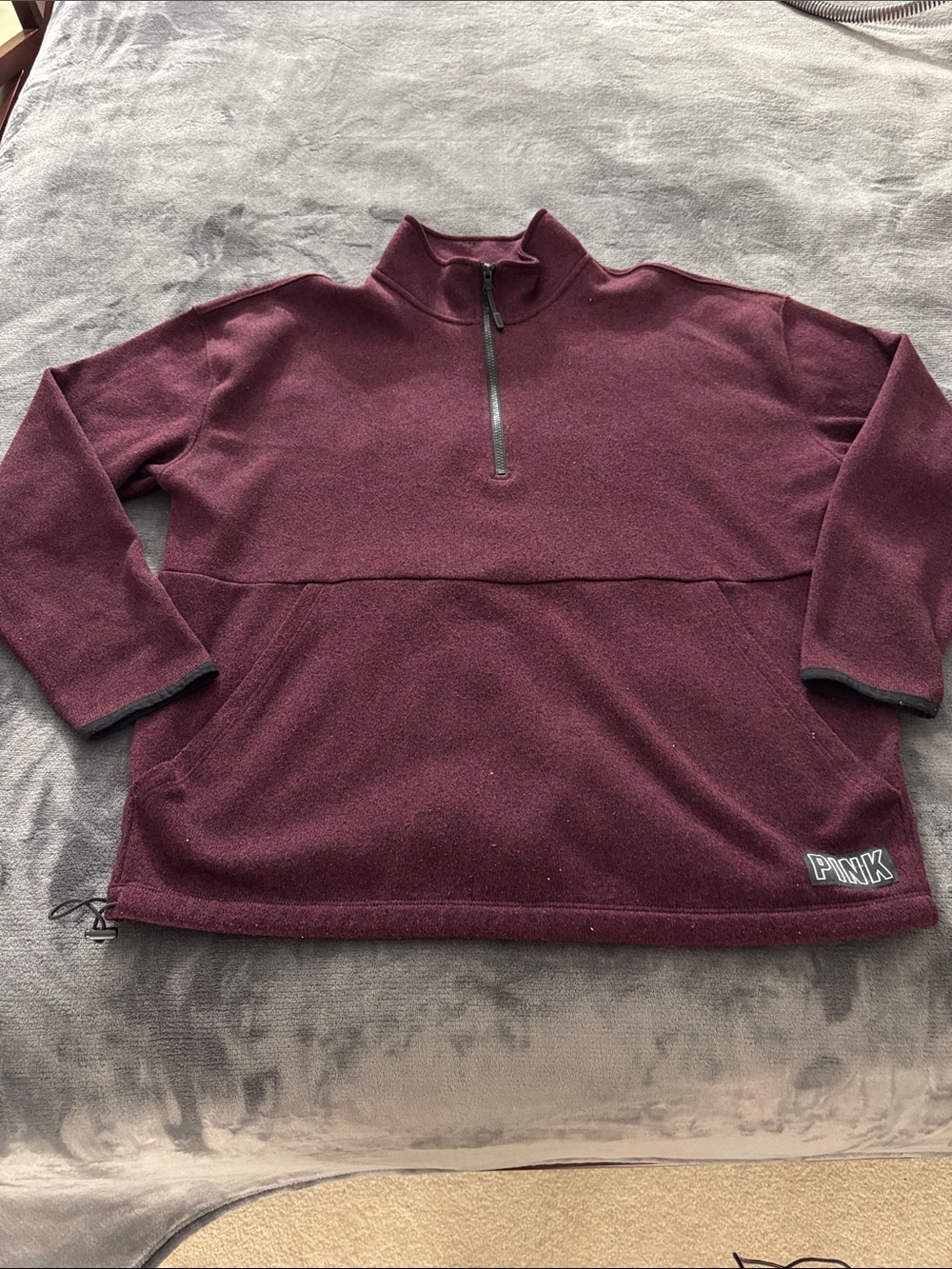 PINK Victoria's Secret Women’s Maroon Quarter-Zip Fleece Pullover